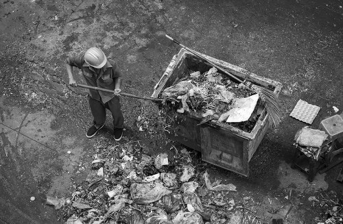 Construction debris being removed from a building site in Surbiton